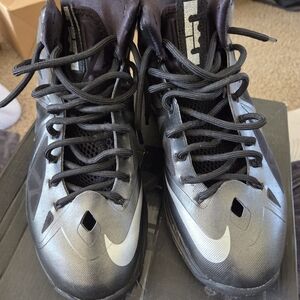 Nike Black and Silver High-Top Basketball Shoes
